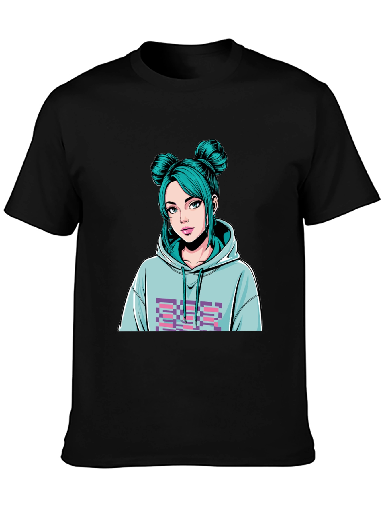 Anime Girl Graphic Black T-Shirt