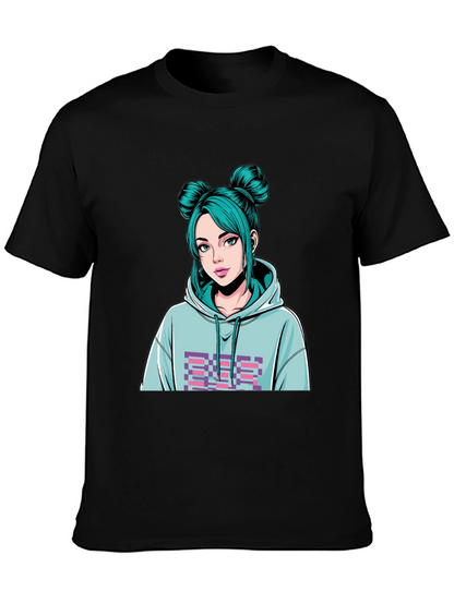 Anime Girl Graphic Black T-Shirt