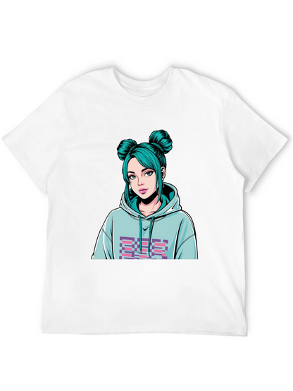 Anime Girl Graphic Black T-Shirt