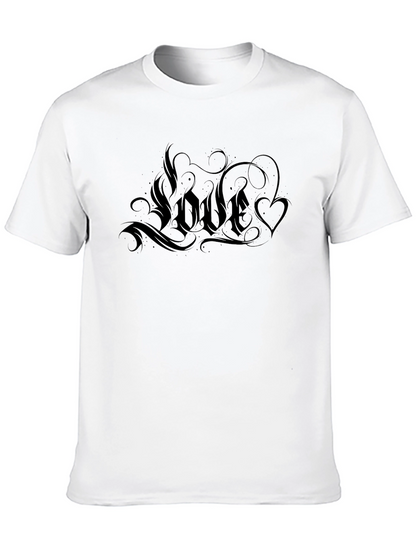Love Graphic Tee - Black Crew Neck Casual Shirt