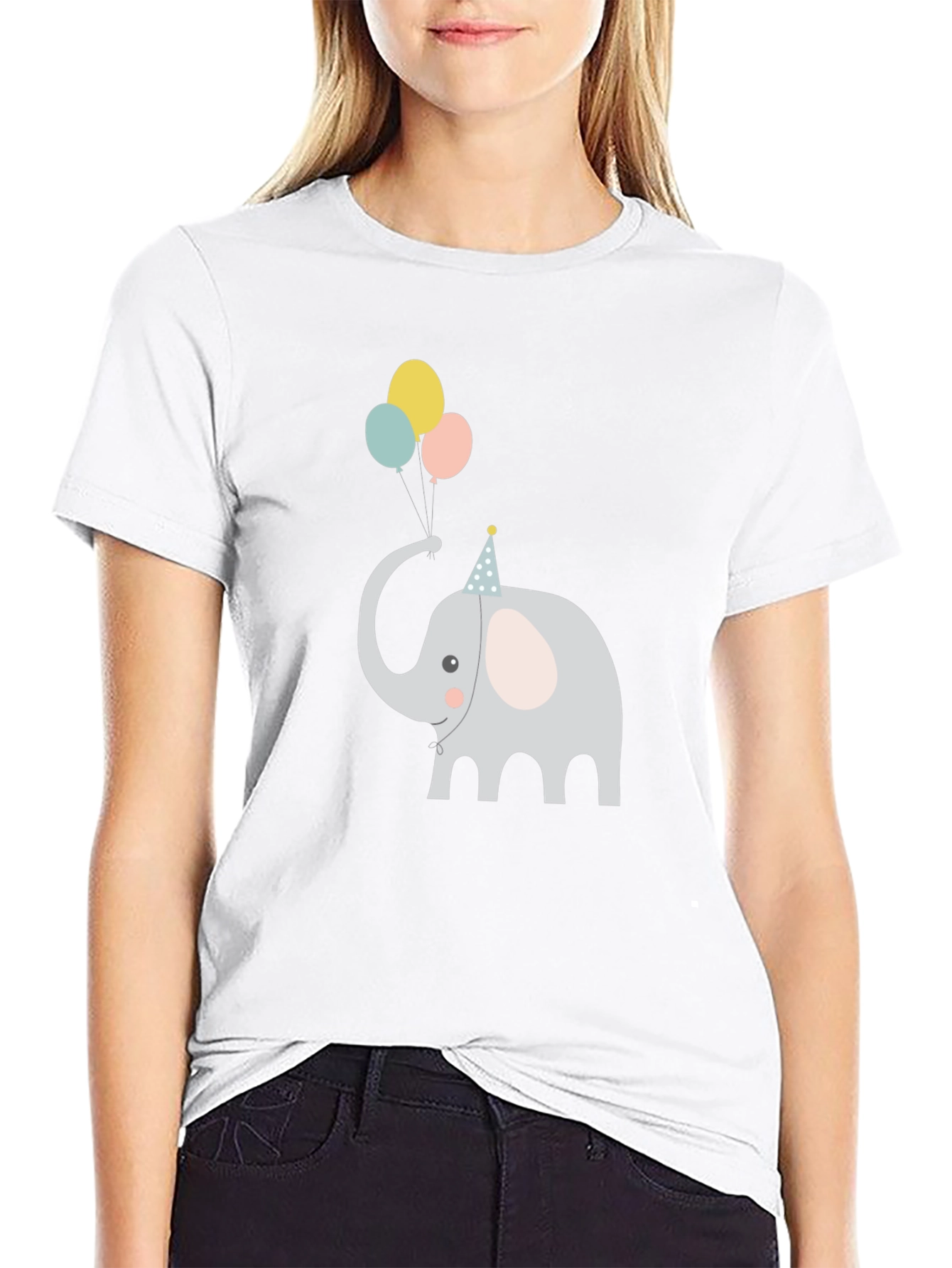 Elephant with Balloons Graphic Tee