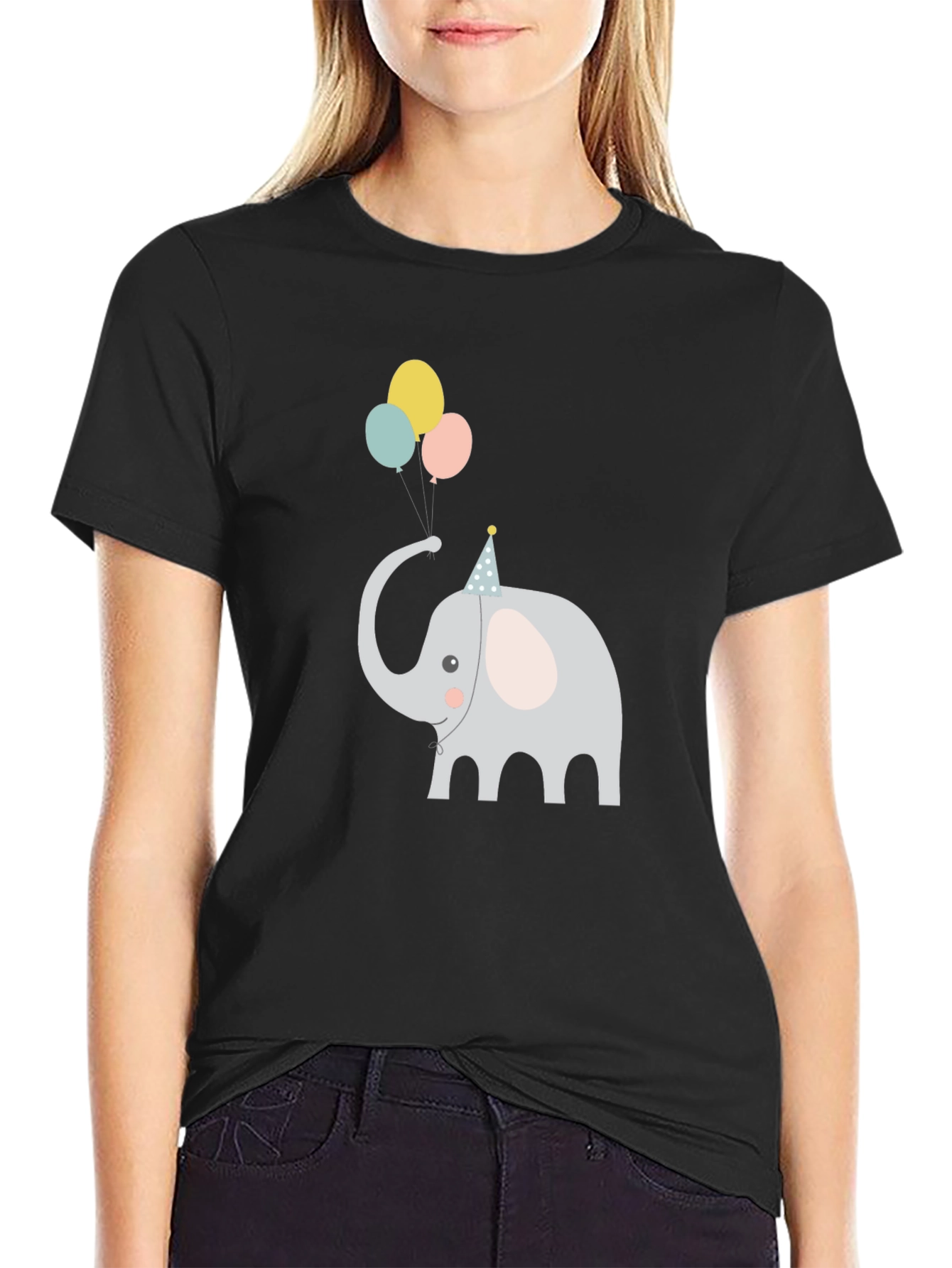 Elephant with Balloons Graphic Tee