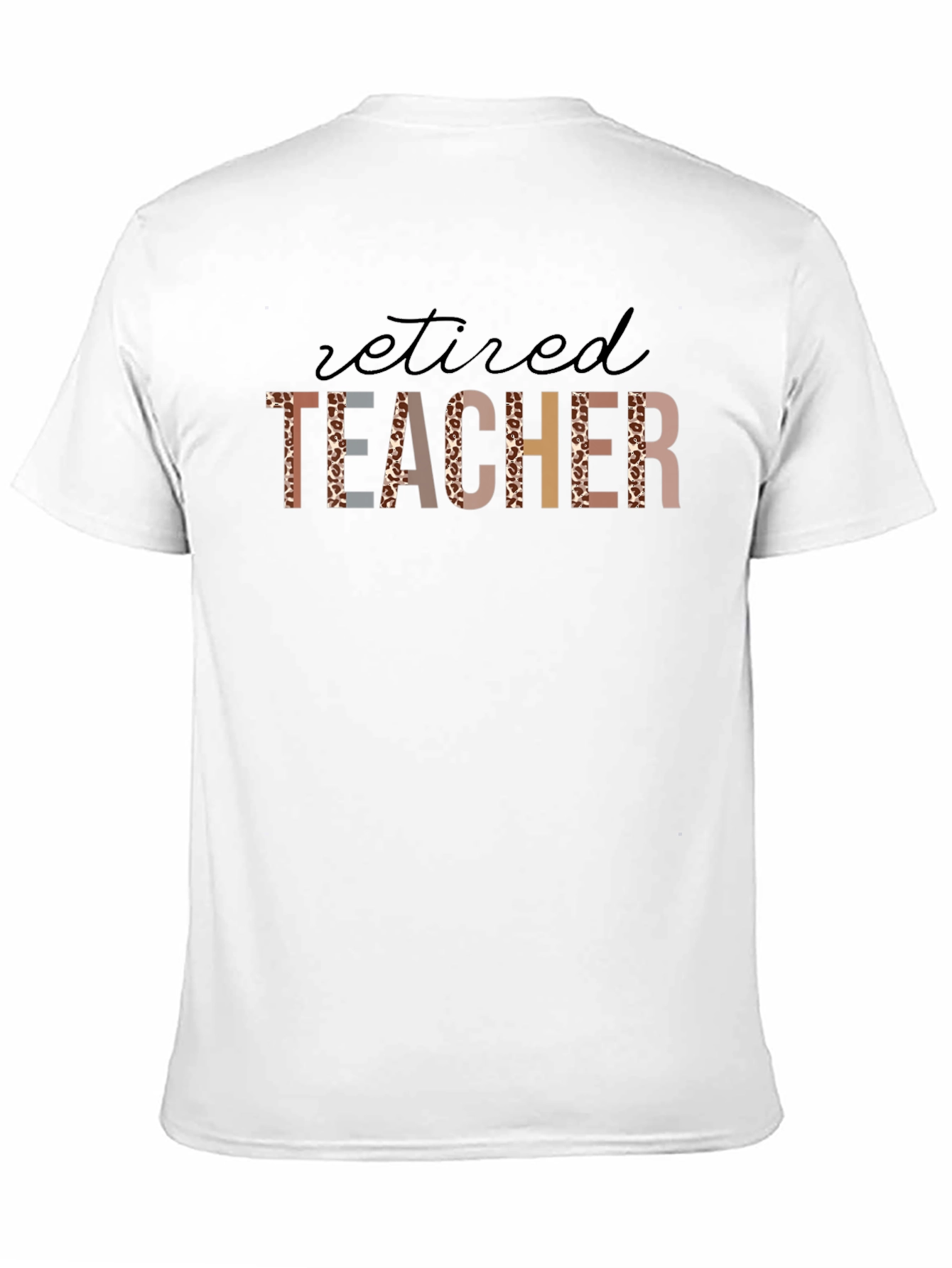 Retired Teacher Leopard Print T-Shirt - Black