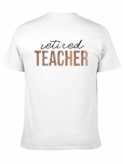 Retired Teacher Leopard Print T-Shirt - Black