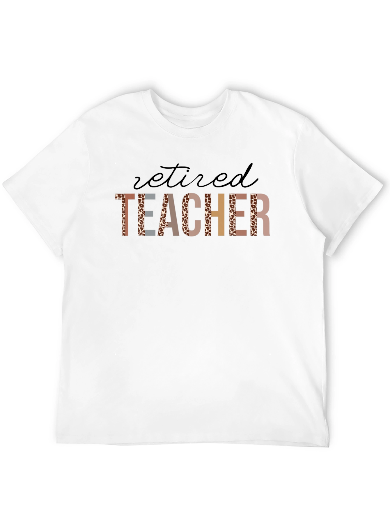 Retired Teacher Leopard Print T-Shirt - Black