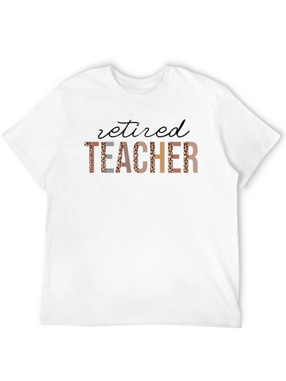 Retired Teacher Leopard Print T-Shirt - Black