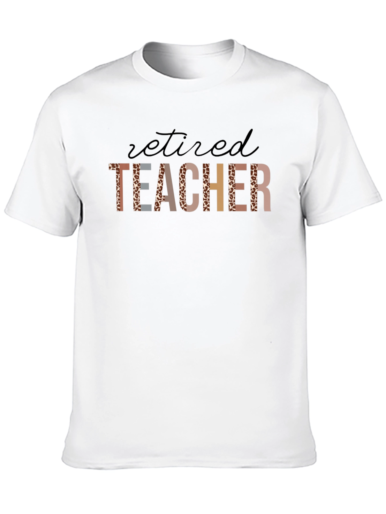 Retired Teacher Leopard Print T-Shirt - Black