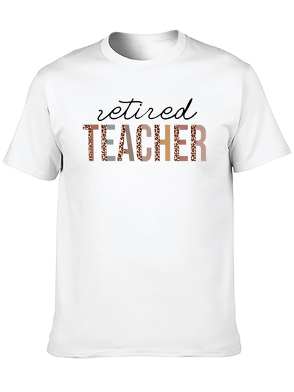 Retired Teacher Leopard Print T-Shirt - Black