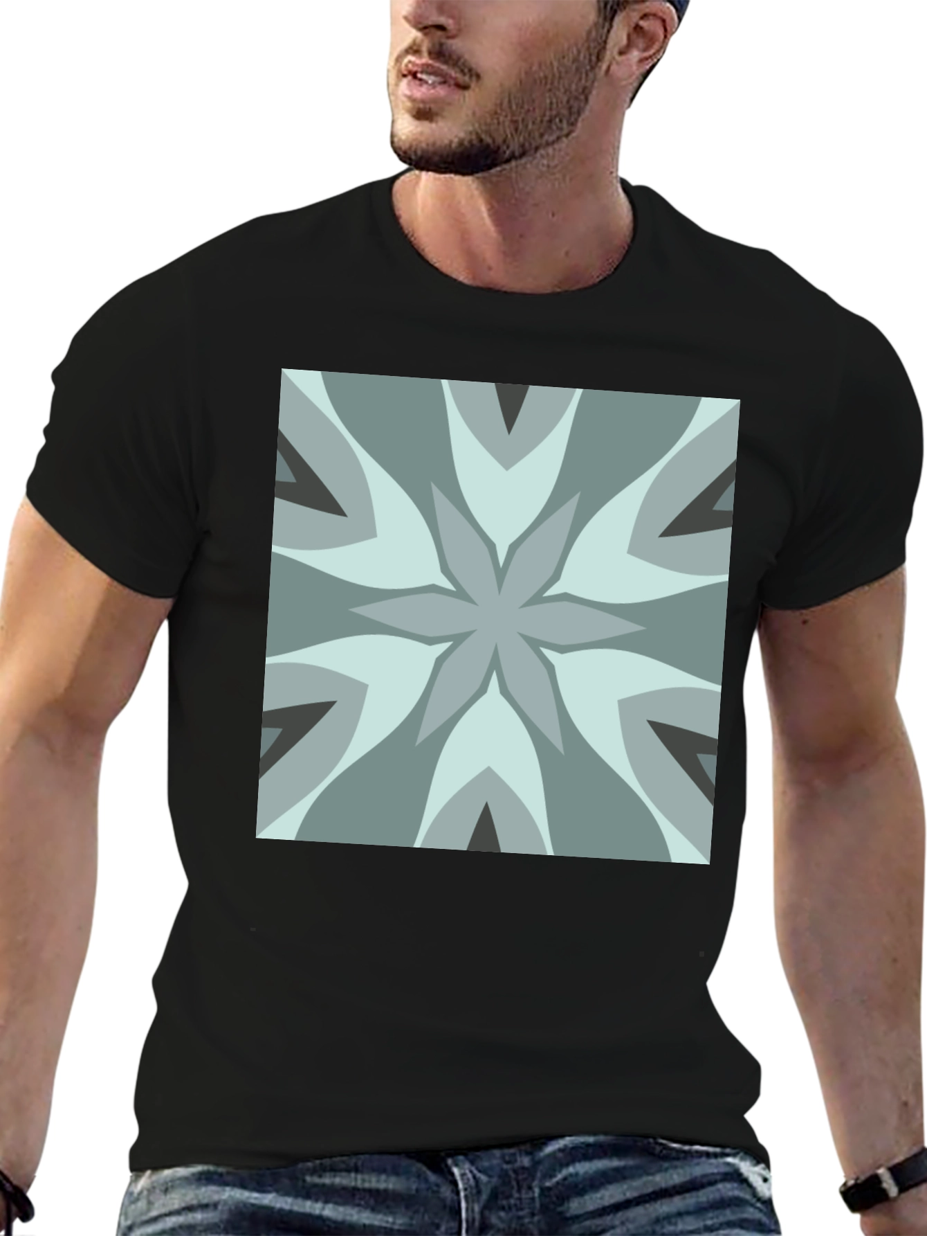 Geometric Flower Tee - Modern Graphic Print