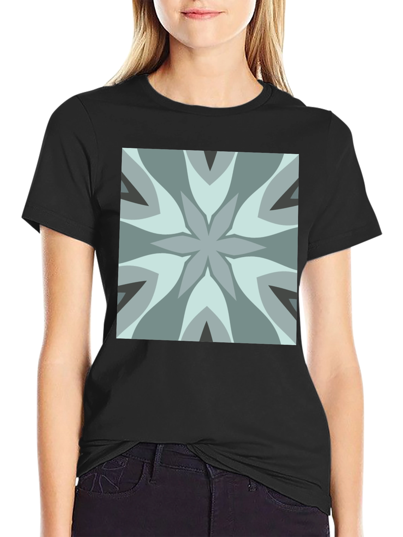 Geometric Flower Tee - Modern Graphic Print