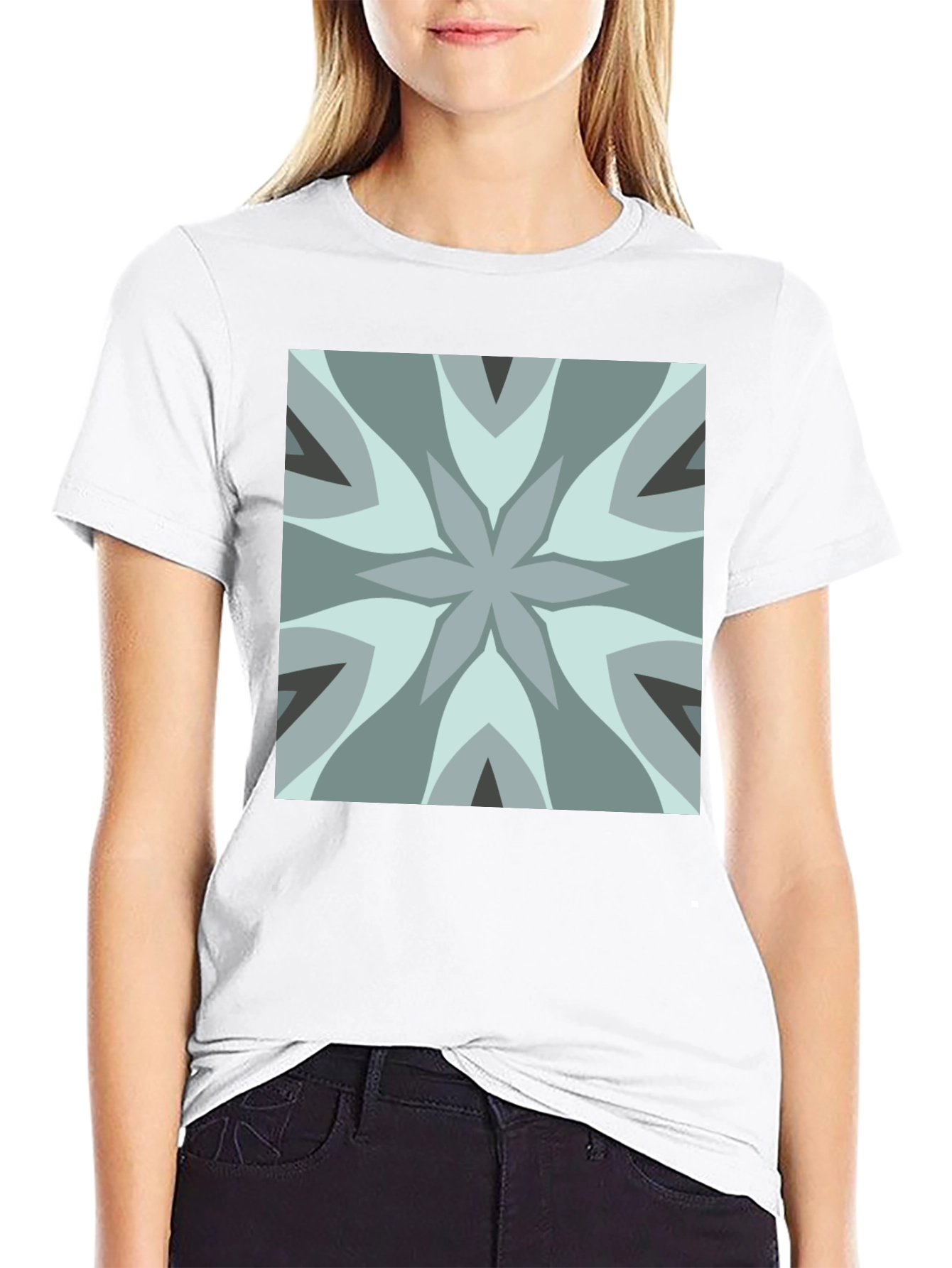 Geometric Flower Tee - Modern Graphic Print