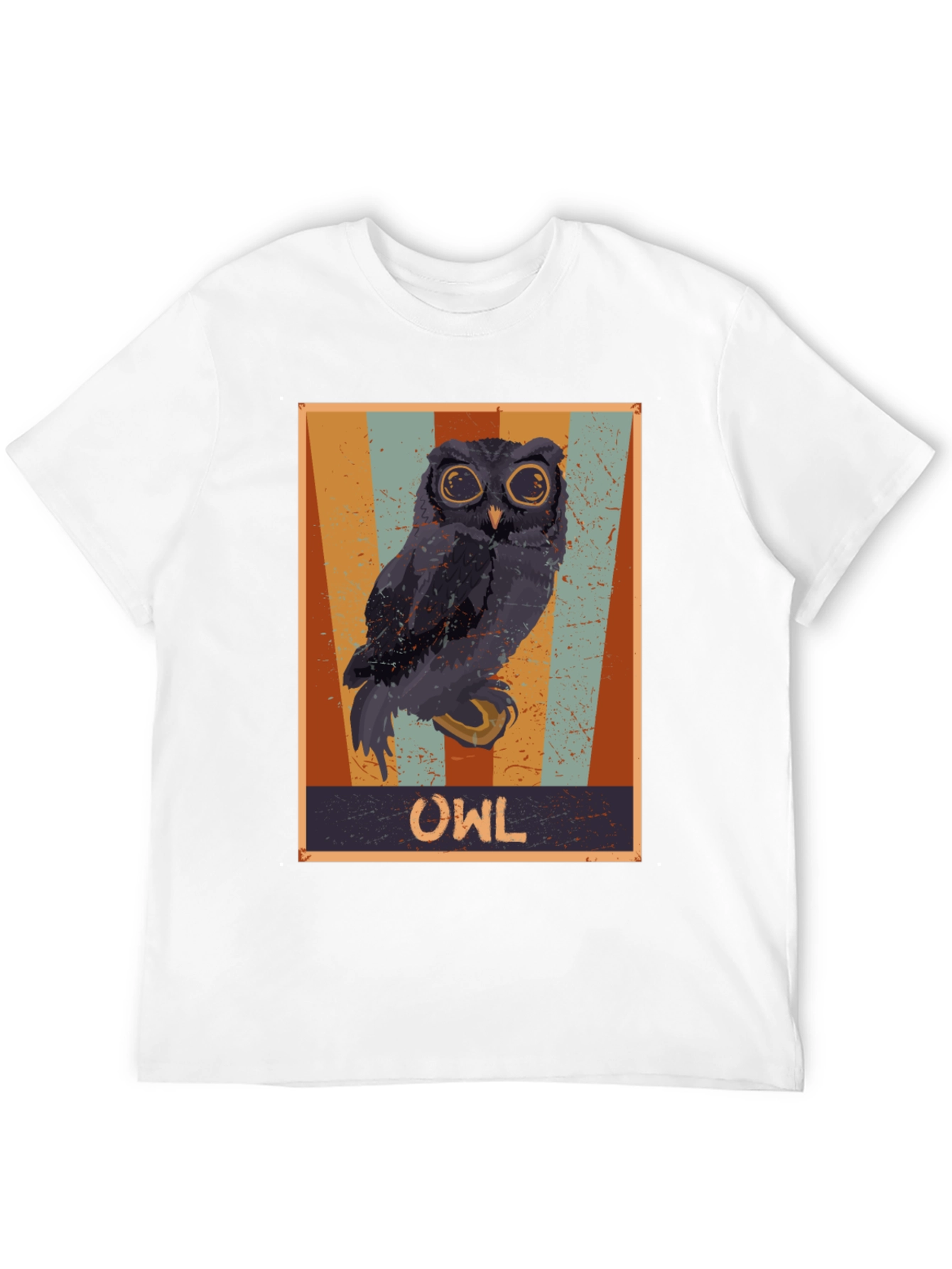 Retro Owl Graphic Print Black T-Shirt