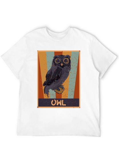 Retro Owl Graphic Print Black T-Shirt