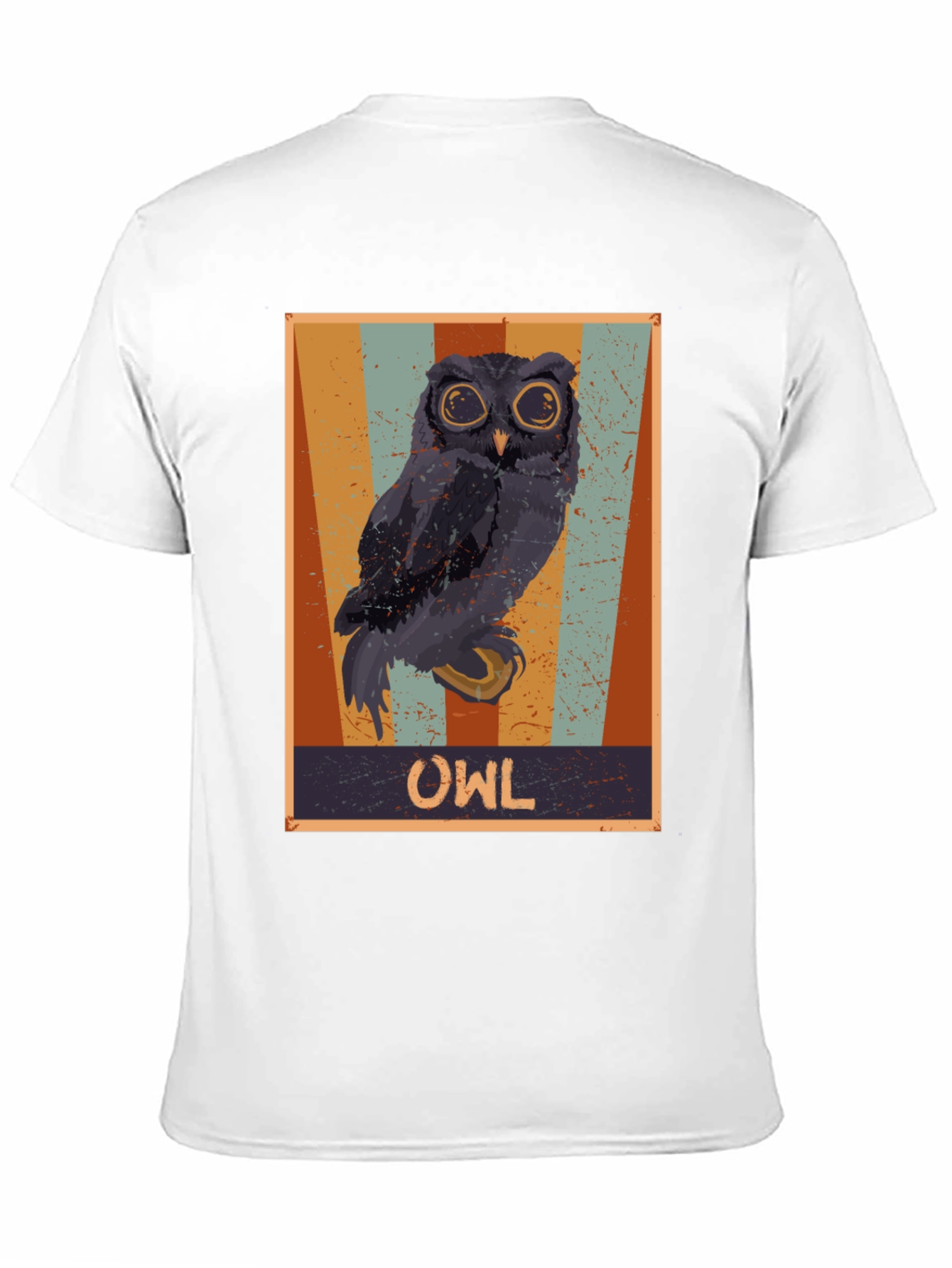 Retro Owl Graphic Print Black T-Shirt