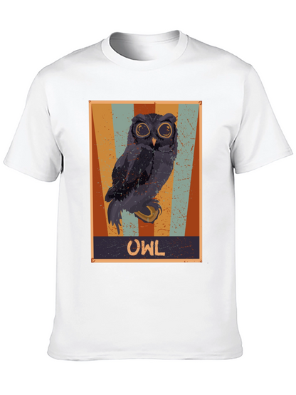 Retro Owl Graphic Print Black T-Shirt