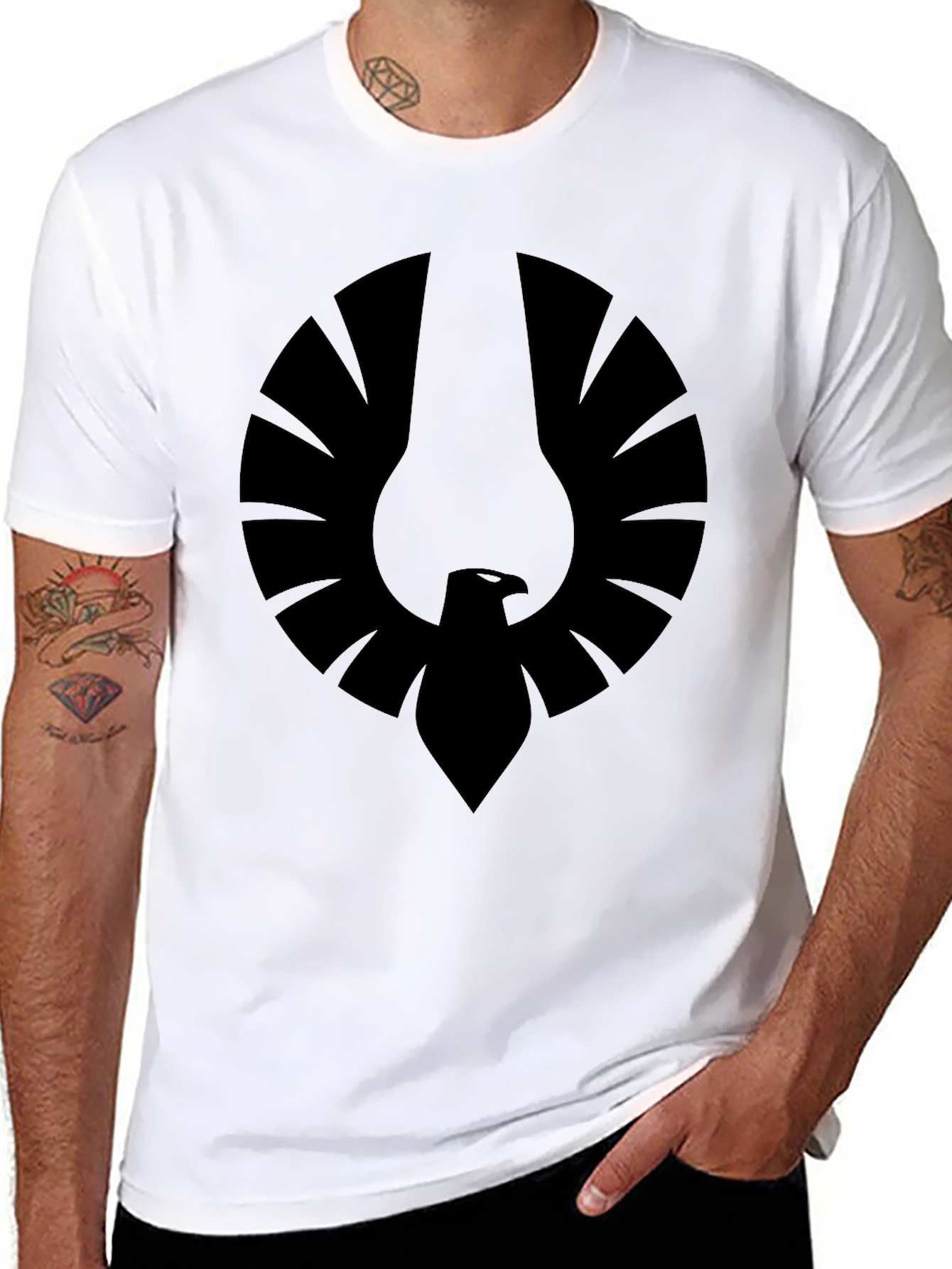 Mens Black Graphic Tee - Phoenix Emblem