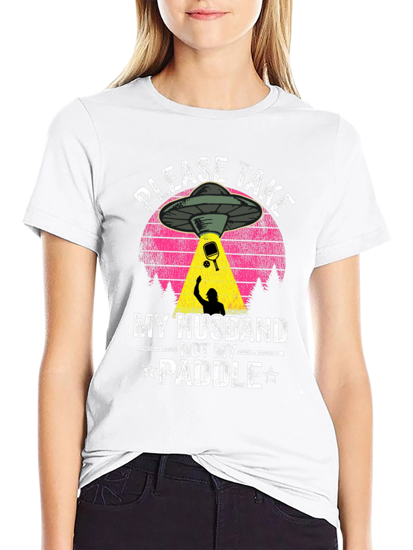 Funny Pickleball UFO Abduction T-Shirt