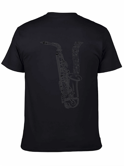 Saxophone Music Notes Graphic T-Shirt - Black