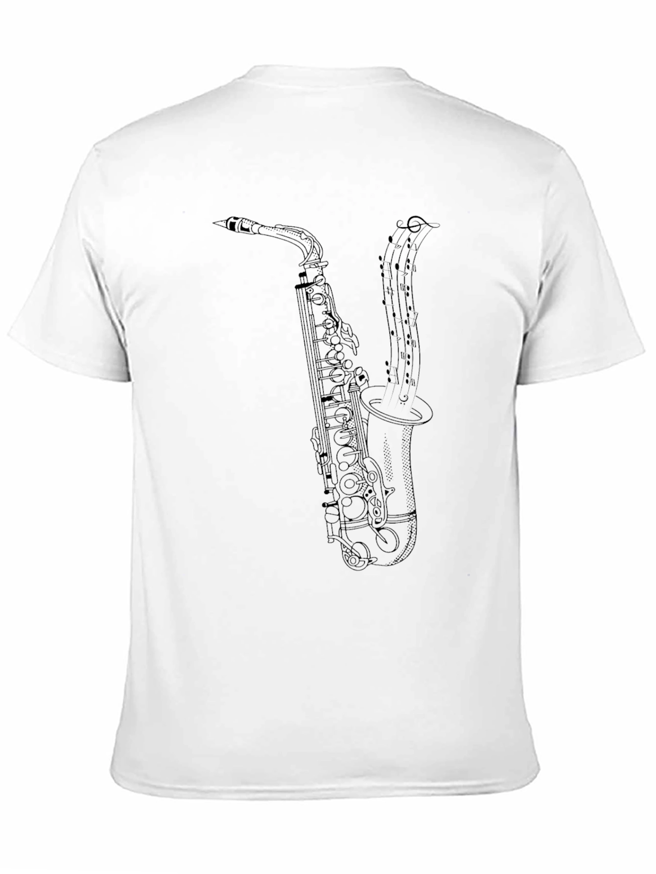 Saxophone Music Notes Graphic T-Shirt - Black