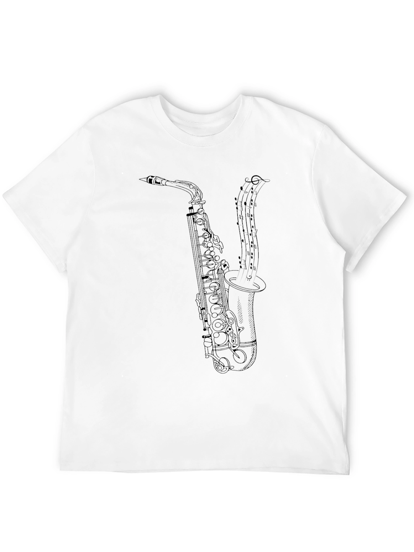 Saxophone Music Notes Graphic T-Shirt - Black