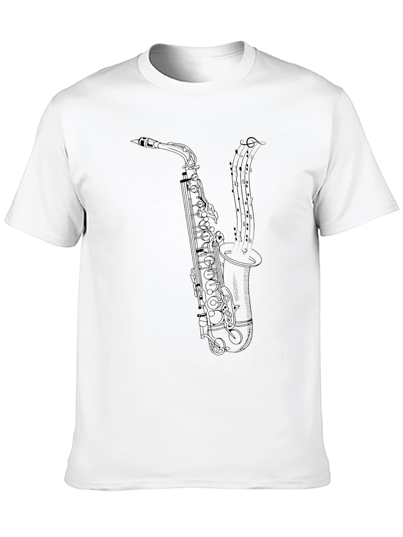 Saxophone Music Notes Graphic T-Shirt - Black