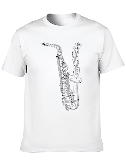 Saxophone Music Notes Graphic T-Shirt - Black
