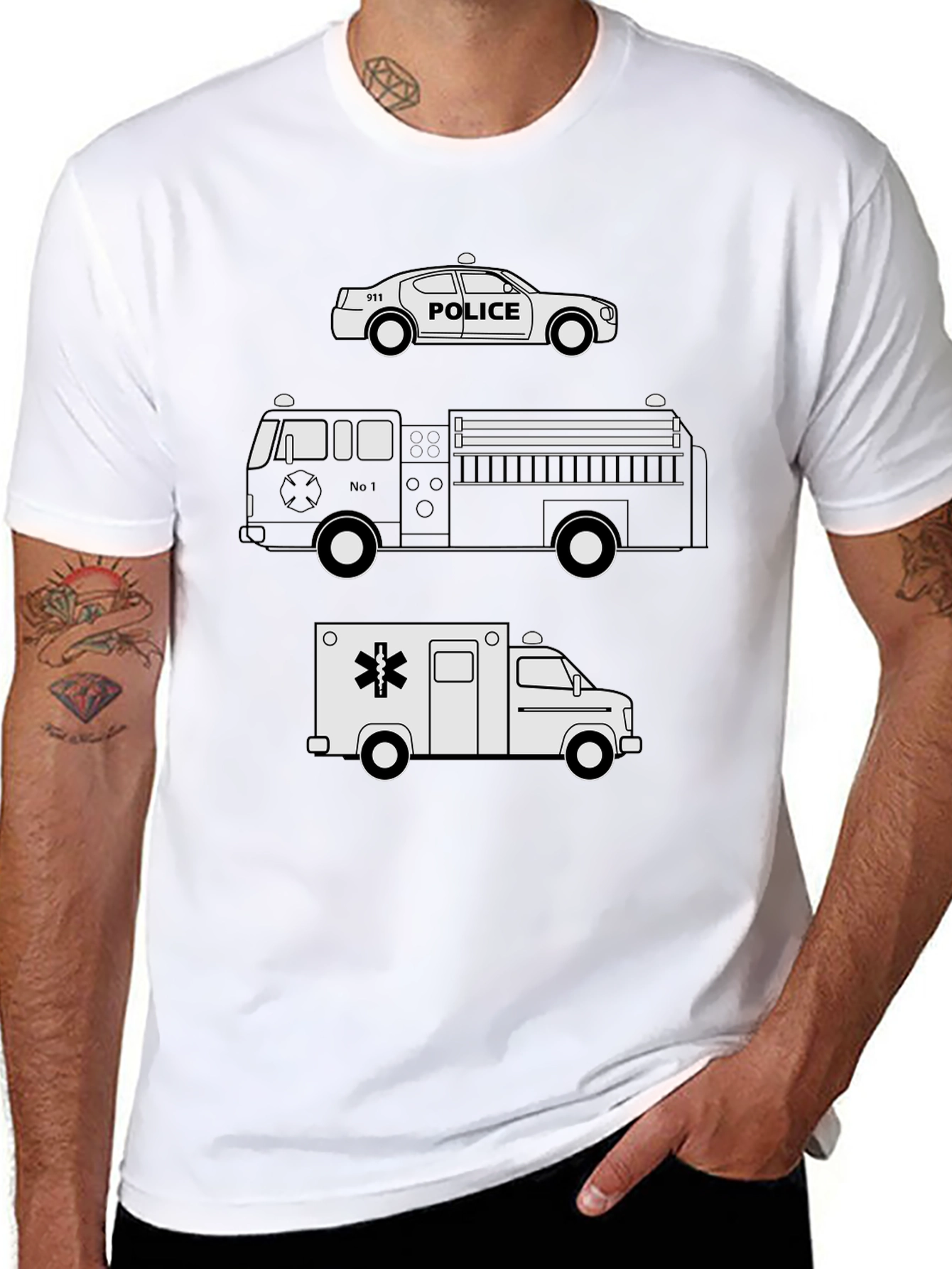 Emergency Vehicles Graphic T-Shirt