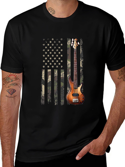 Camo American Flag Guitar T-Shirt