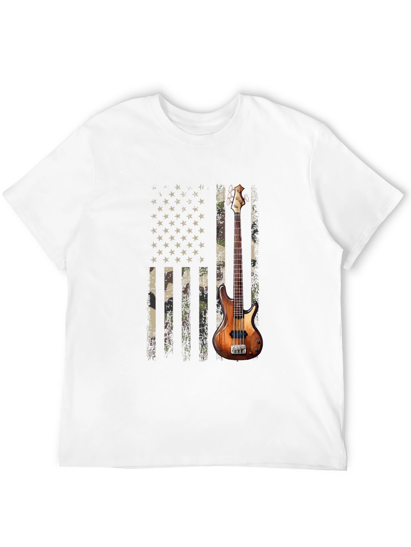 Camo American Flag Guitar T-Shirt