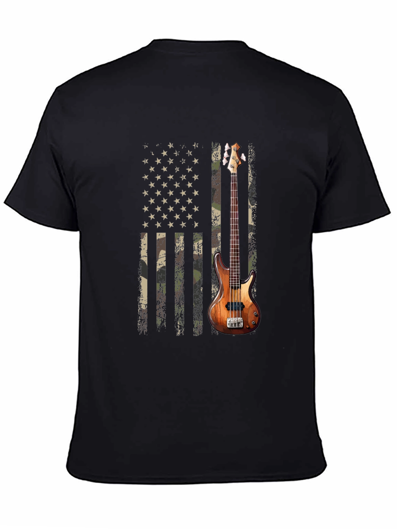 Camo American Flag Guitar T-Shirt