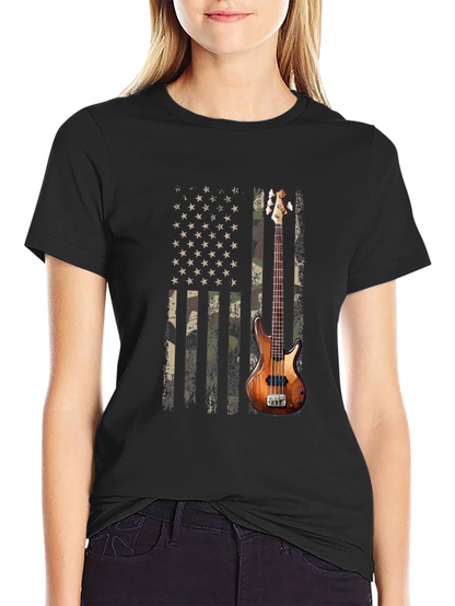 Camo American Flag Guitar T-Shirt