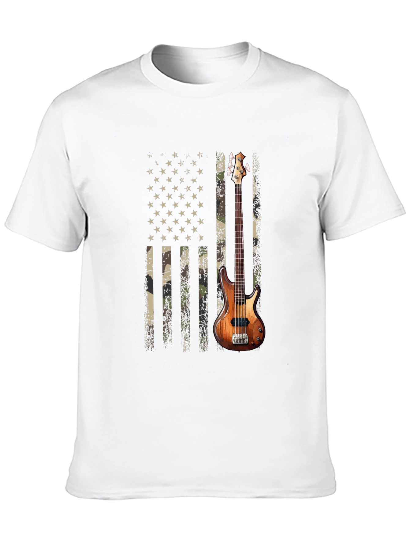 Camo American Flag Guitar T-Shirt