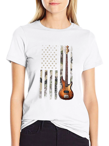 Camo American Flag Guitar T-Shirt
