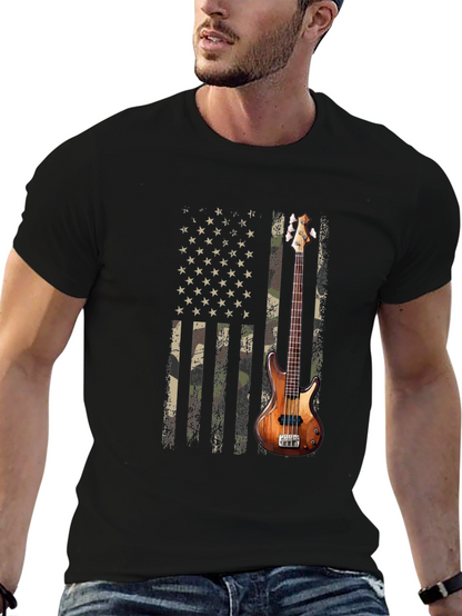 Camo American Flag Guitar T-Shirt