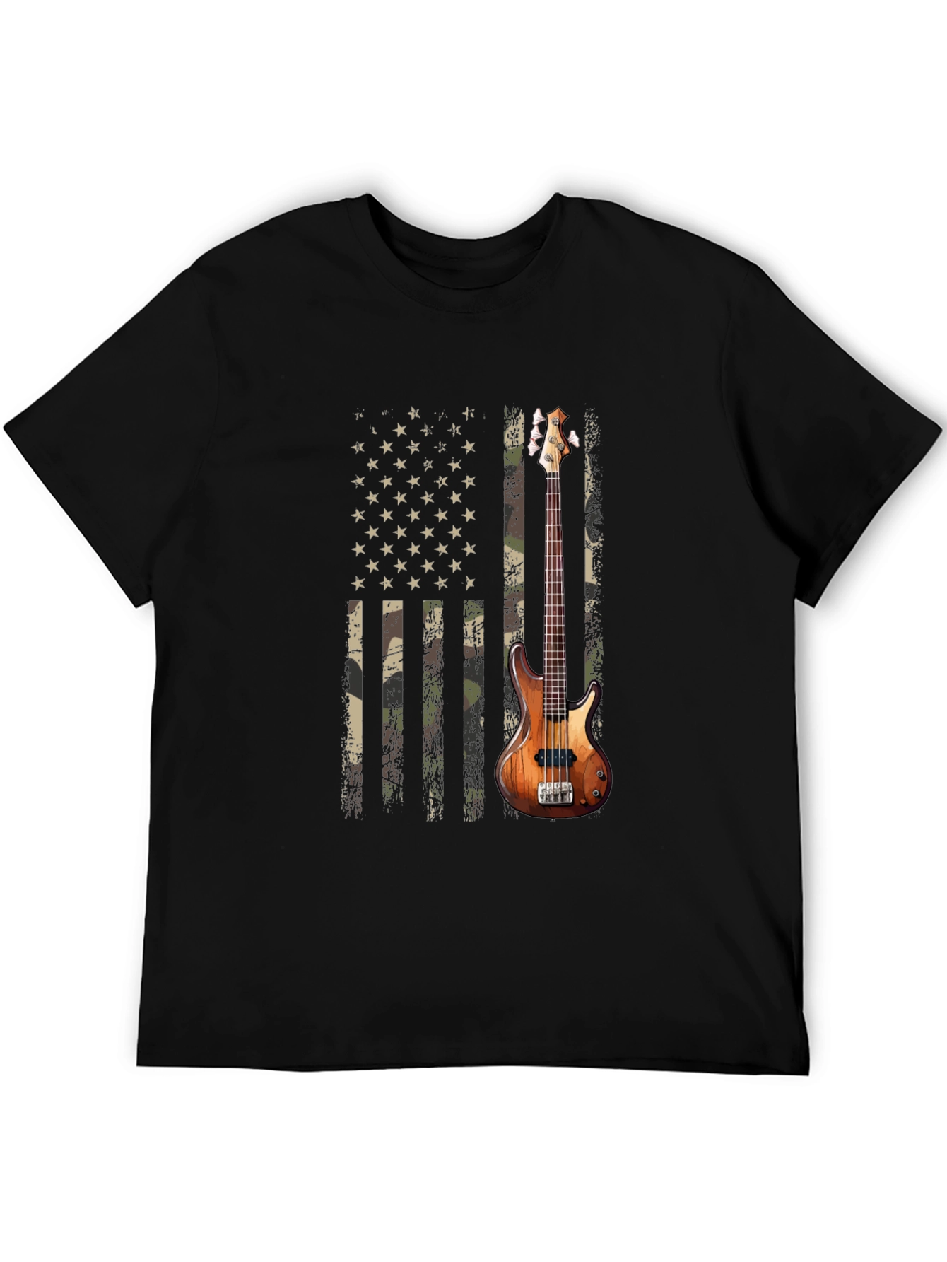 Camo American Flag Guitar T-Shirt