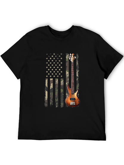 Camo American Flag Guitar T-Shirt