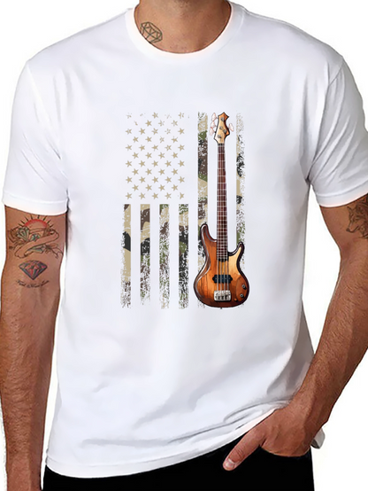 Camo American Flag Guitar T-Shirt