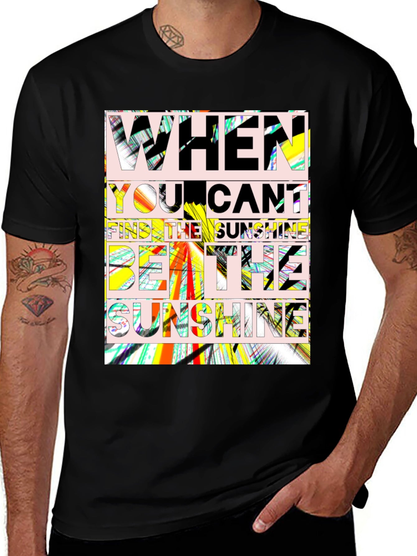 Sunshine Quote Graphic Tee - Black Cotton T-Shirt