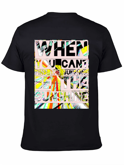 Sunshine Quote Graphic Tee - Black Cotton T-Shirt