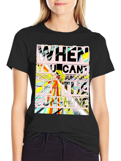 Sunshine Quote Graphic Tee - Black Cotton T-Shirt