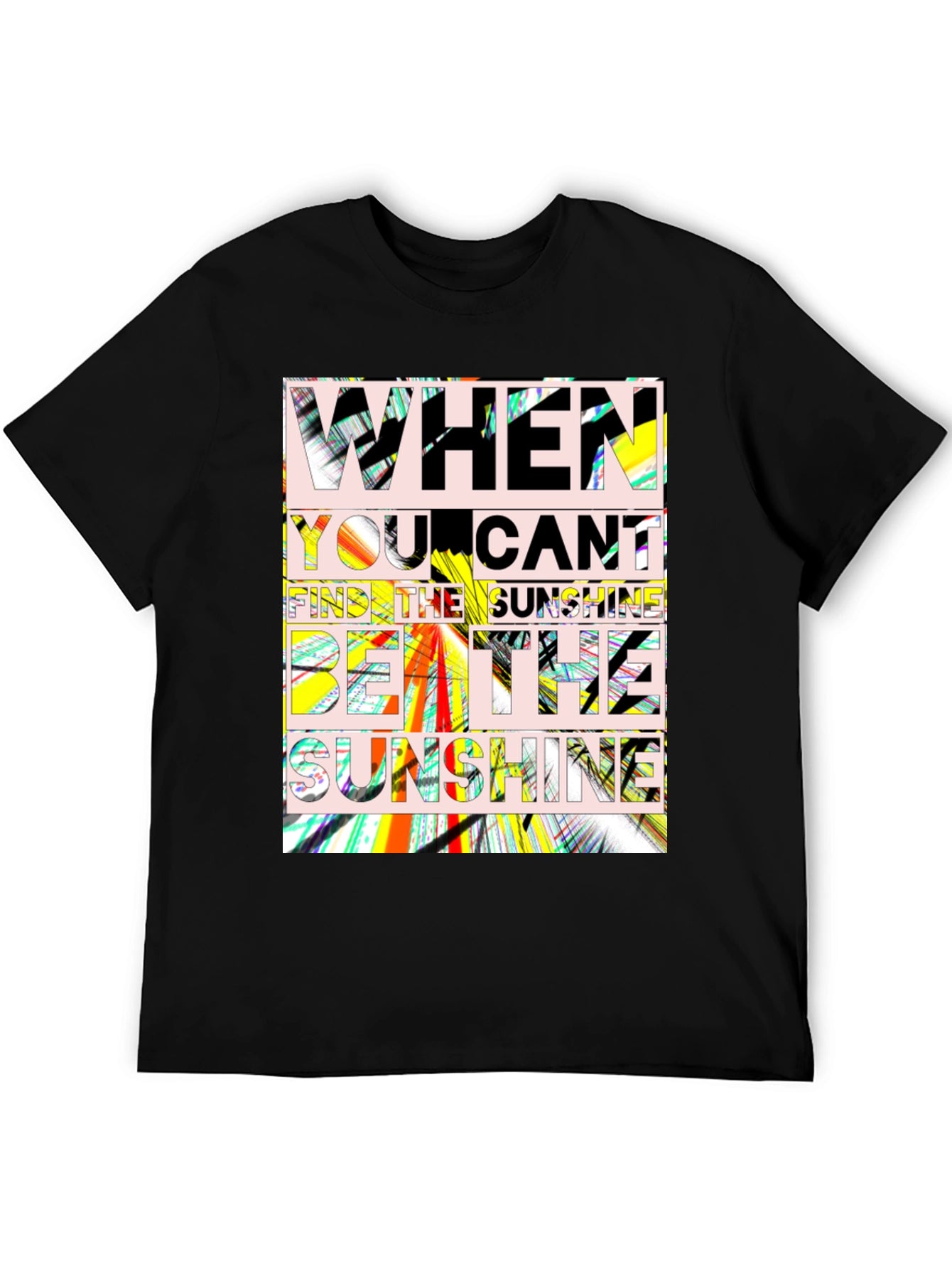 Sunshine Quote Graphic Tee - Black Cotton T-Shirt