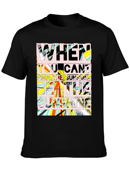 Sunshine Quote Graphic Tee - Black Cotton T-Shirt