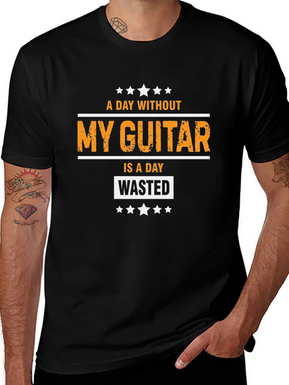 A Day Without My Guitar Black Graphic Tee