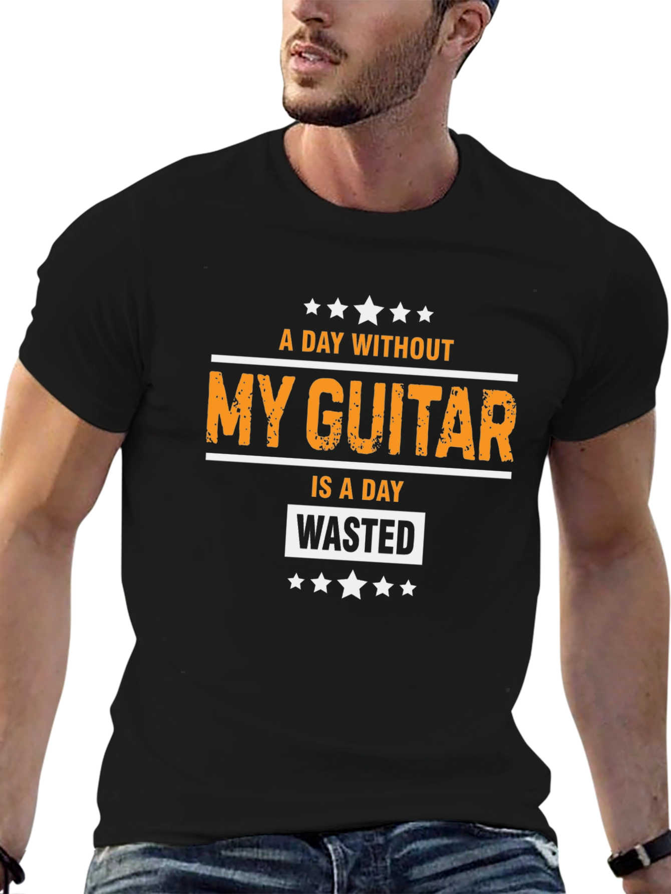 A Day Without My Guitar Black Graphic Tee