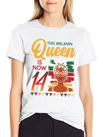 Melanin Queen 14th Birthday T-Shirt