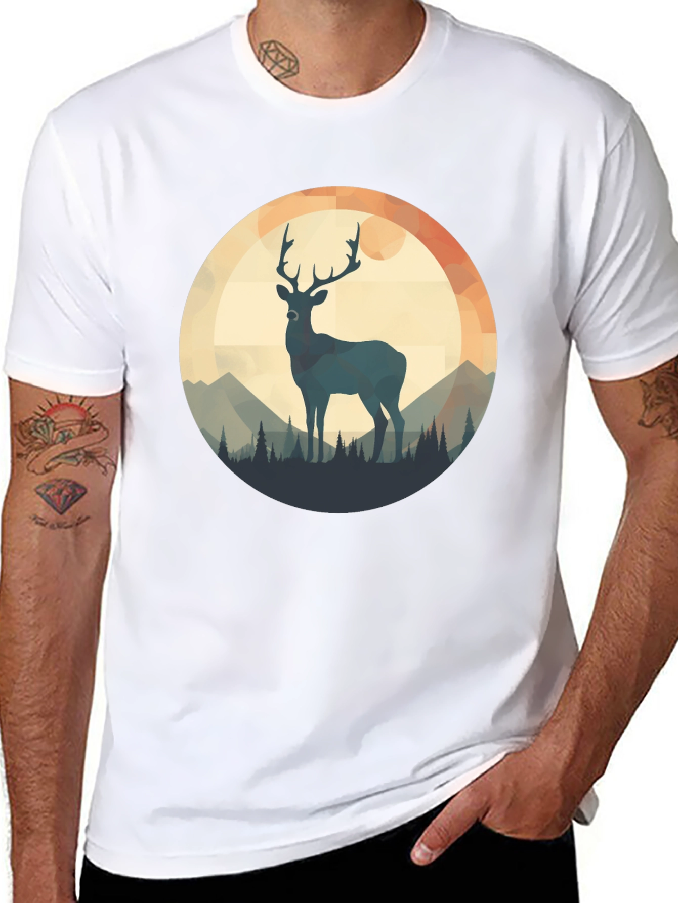 Deer Silhouette T-Shirt - Nature Design