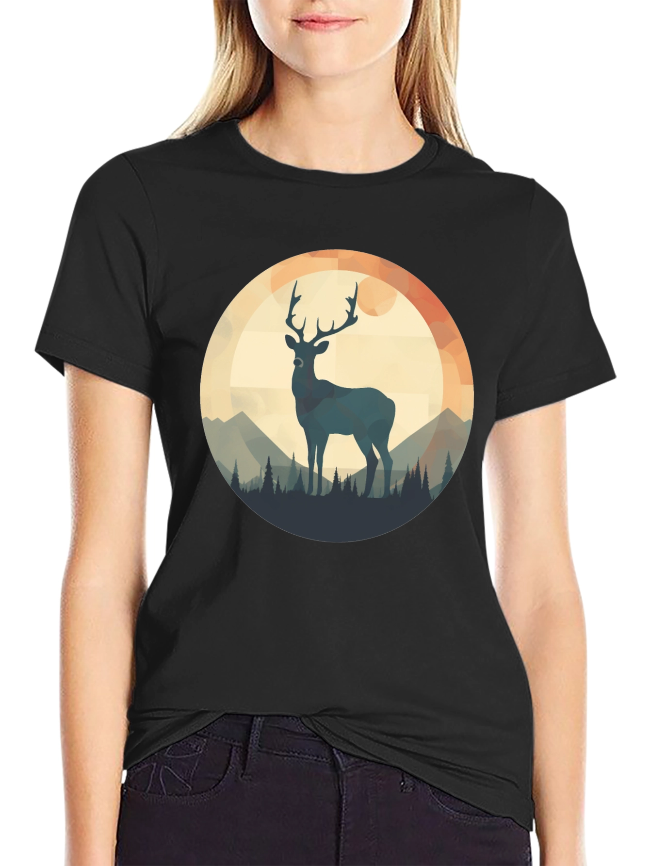 Deer Silhouette T-Shirt - Nature Design
