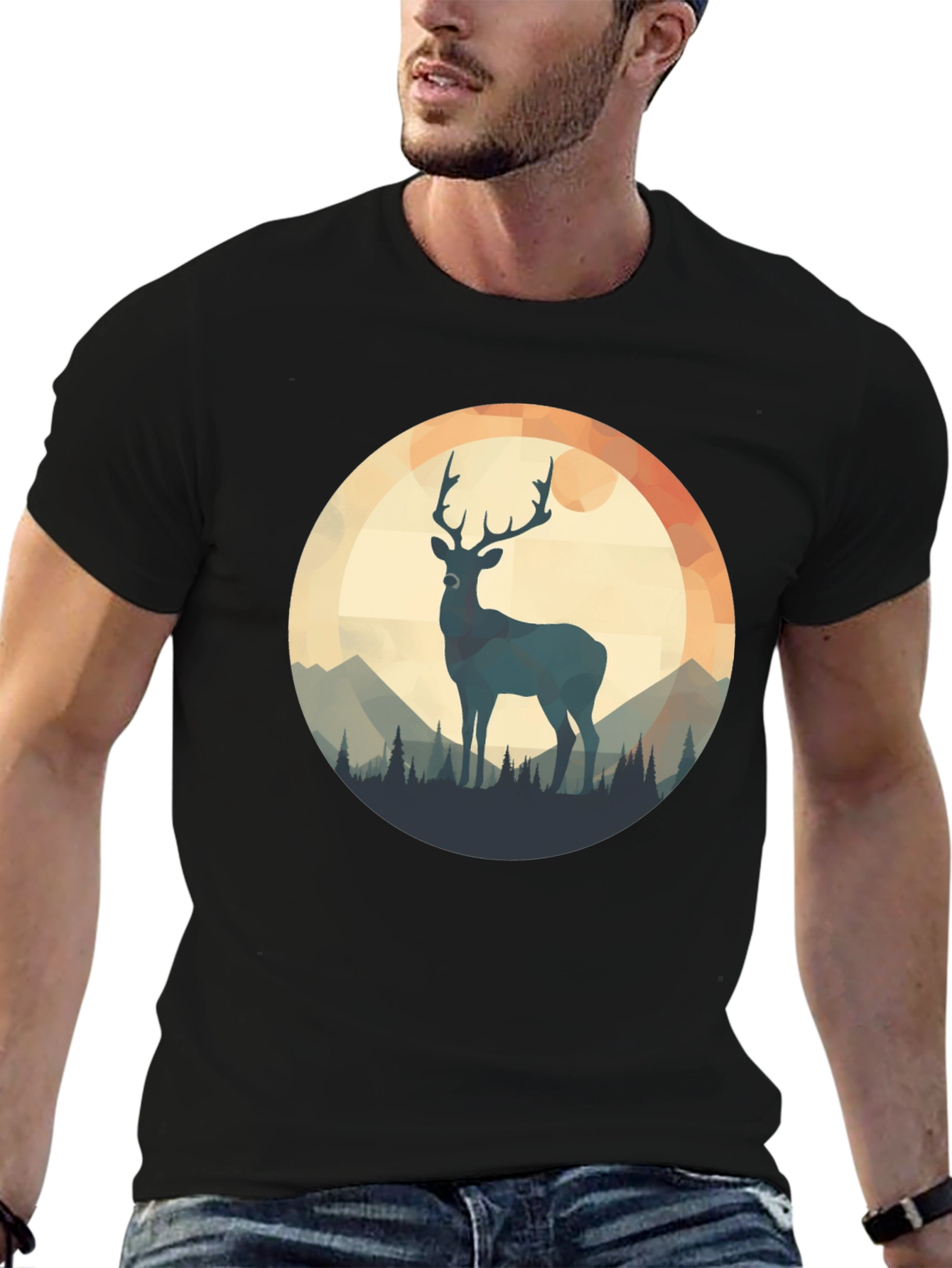 Deer Silhouette T-Shirt - Nature Design