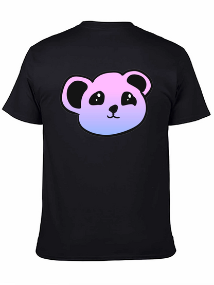 Cute Panda Gradient T-Shirt - Casual Black Tee