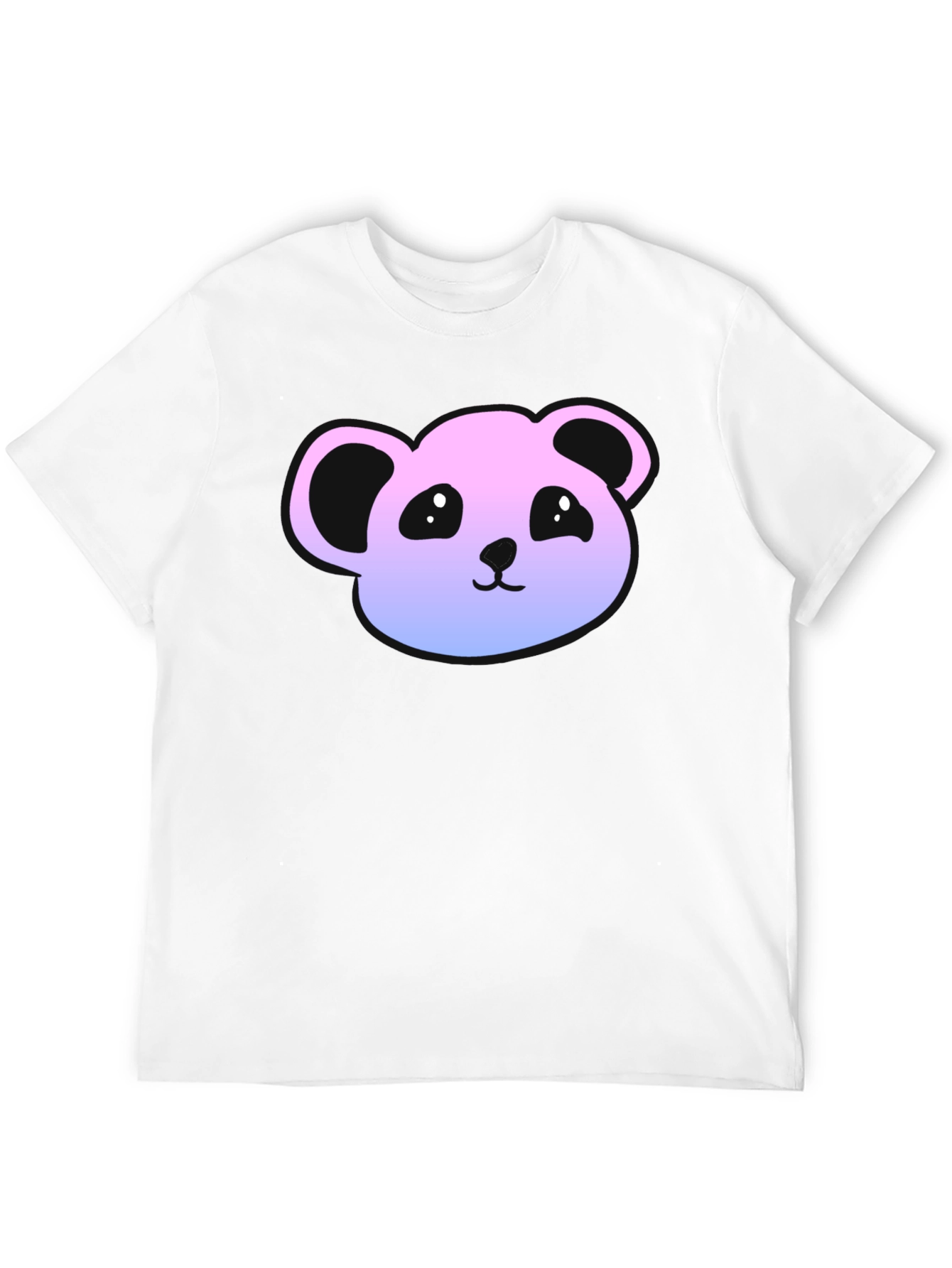 Cute Panda Gradient T-Shirt - Casual Black Tee